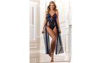 Gworld Lingerie Long Dress Strappy Sexy Teddy Blue Opal OS GWorld Lingerie