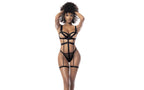 Mapale Sexy Womens Strappy Bodysuit Black L / XL Mapale