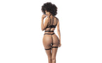 Mapale Sexy Womens Strappy Bodysuit Black L / XL Mapale