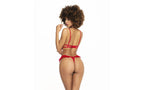 Mapale 2 Piece Lace Cut Out Bra and Panty Set Red M / L Mapale