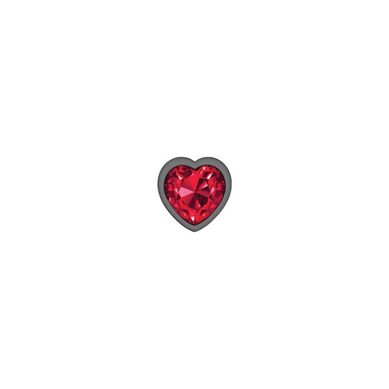 Cheeky Charms Round Metal Butt Plug Gunmetal 3 Piece Kit With Dark Red Heart Jewel Cheeky Charms