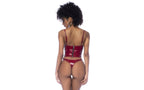 Mapale 2 Piece Wet Look Vinyl Bodysuit Set Gloss Wine
