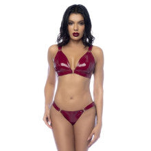 Mapale 2 Piece Wet Look Vinyl Bra and Panty Set Gloss Wine Main image