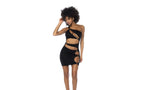Mapale Asymmetrical Womens Cut Out Dress With Ring Details Black