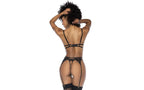 Mapale 3 Piece Bra, Garter Belt and Thong Set Black Mapale