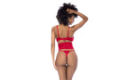 Mapale 3 Piece Bra, Panties and Flexible Corset Set Red