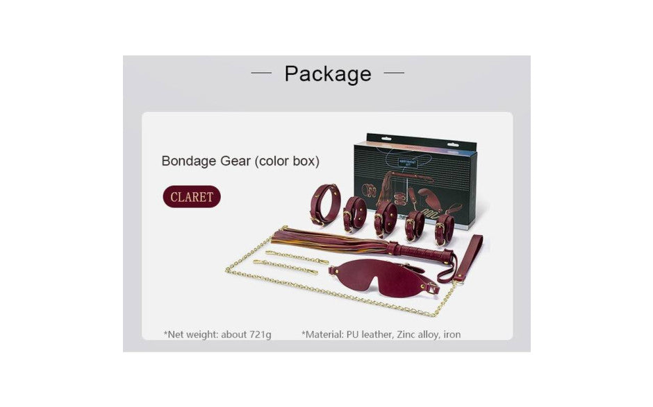 Daytona Deluxe Bondage Play Kit 8 Piece Burgundy Gold Daytona Main image