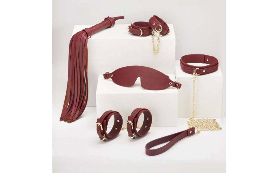Daytona Deluxe Bondage Play Kit Burgundy Gold 8 Piece Daytona