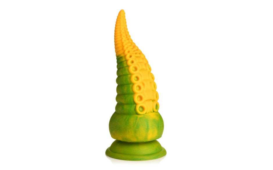 XR Brands Creature Cocks Monstropus 2.0 Vibrating Tentacled Monster Silicone Dildo Green / Yellow Secondary image