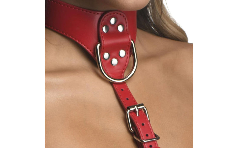 XR Brands Strict Vegan Leather Female Chest Harness Red XR Brands