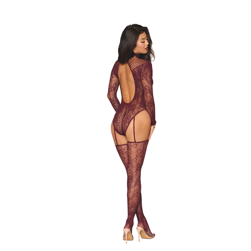 Dreamgirl Teddy Body Stocking Burgundy One Size Secondary image