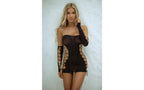 Killer Legs Strappy Cut Out Mini Dress With Sleeves 2 Piece Set Black Sparkle Killer Legs