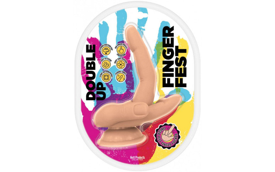 Hott Products Finger Fest Double Up Realistic Dildo Flesh Secondary image