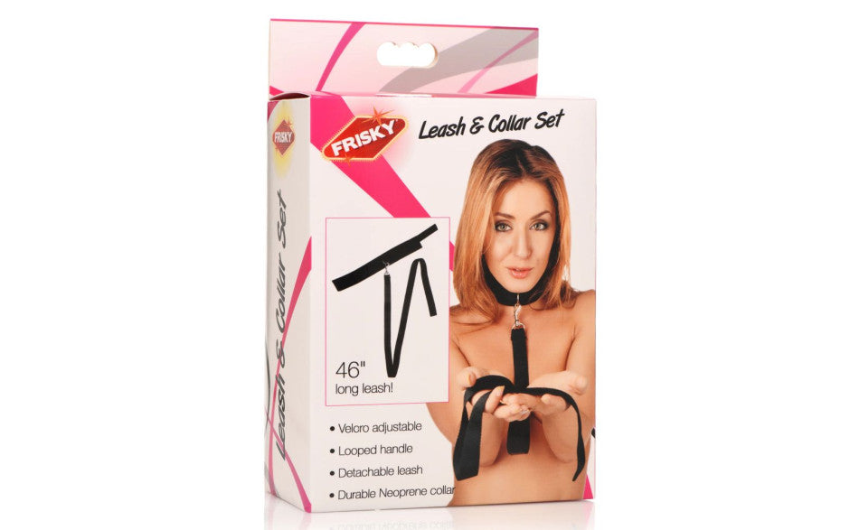XR Brands Frisky Neoprene Collar & Leash Set Black XR Brands Main image