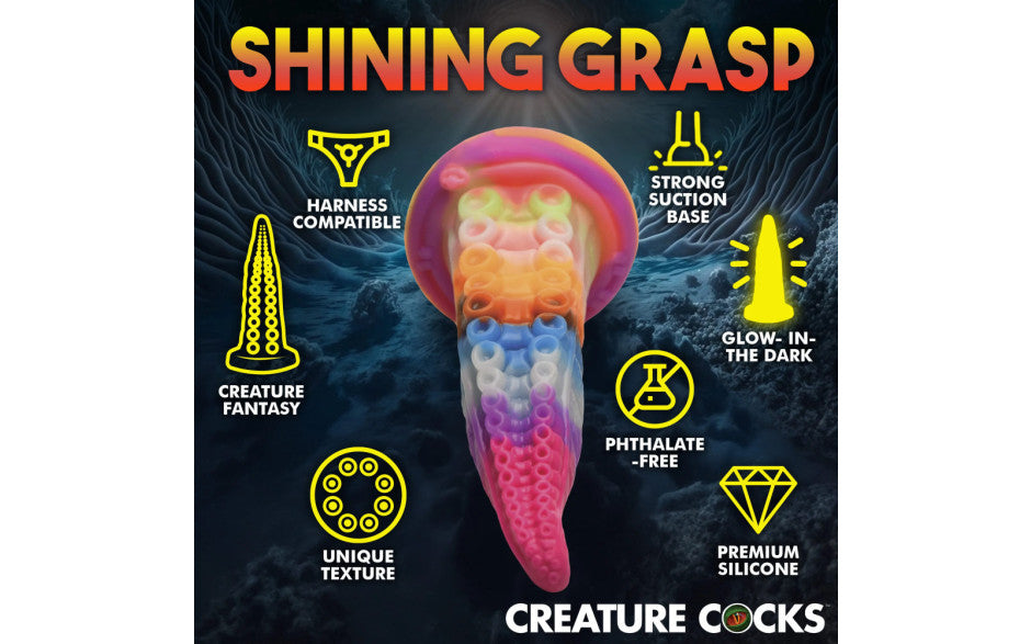 XR Brands Creature Cocks Luminoctopus GITD Tentacle Fantasy Dildo Secondary image