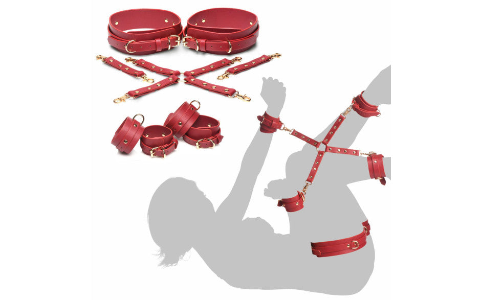 XR Brands Master Series Crimson Captive Thigh Wrist Ankle Hog Tie Restraints XR Brands Main image