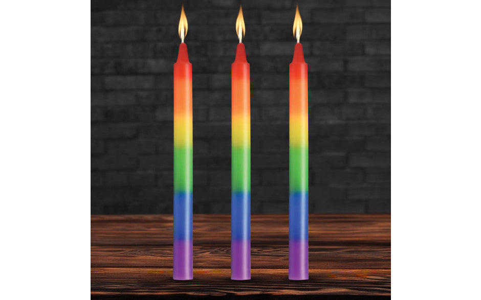 XR Brands Master Series Pride Candles Rainbow Drip Candle 3 Piece XR Brands