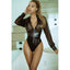 Killer Legs Clocking Out Faux Leather Zip Up Bodysuit Killer Legs
