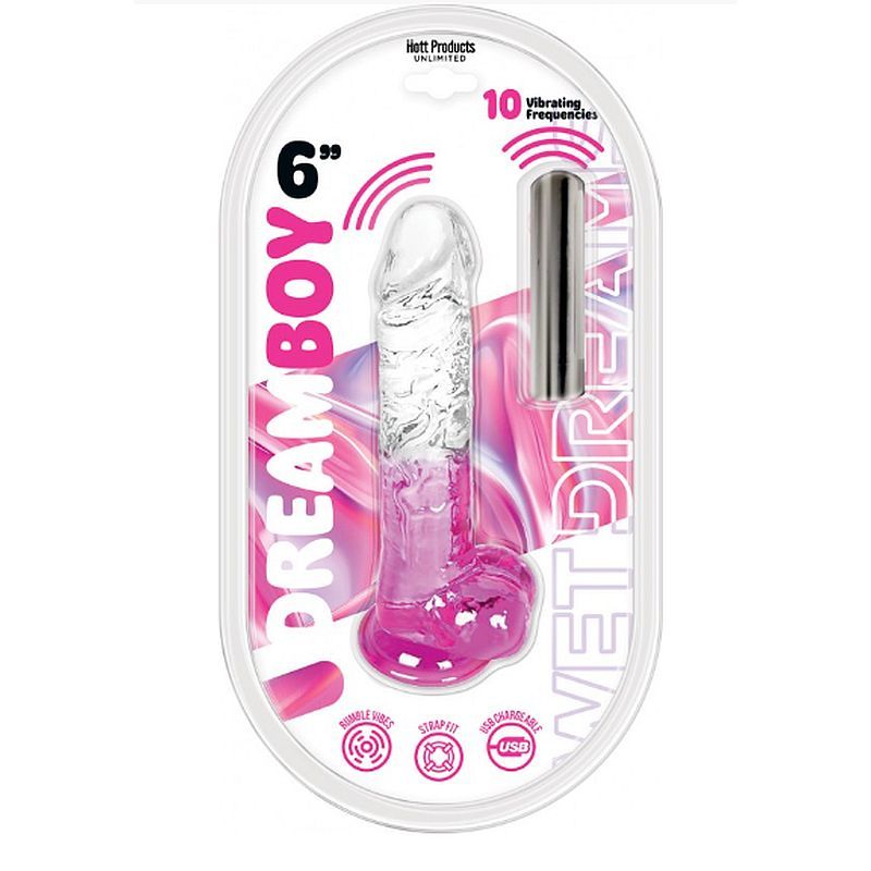 Hott Products Jelly Vibrator Dream Boy Vibrating Dildo 6 Inch Pink Hott Products Main image