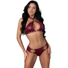 Exposed Lingerie Juno Burgundy Jewel Two Piece Set Secondary image