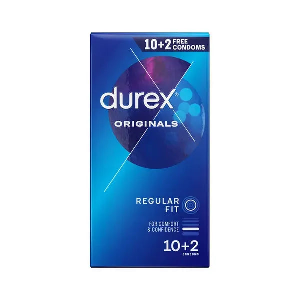 Durex Originals Regular Fit Latex Condoms 10 Pack + 2 Free Durex