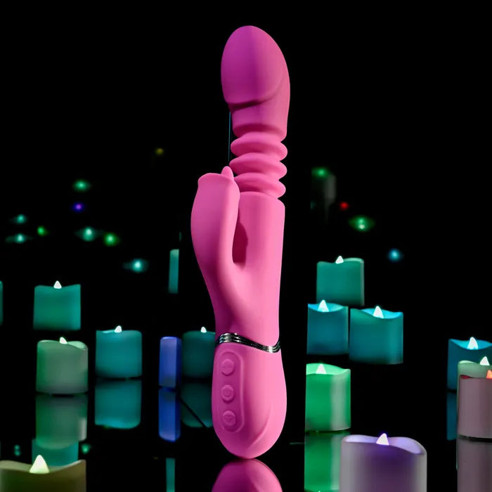 Evolved PINK DRAGON USB Rechargeable Thrusting Rabbit Vibrator 24.2cm Secondary image