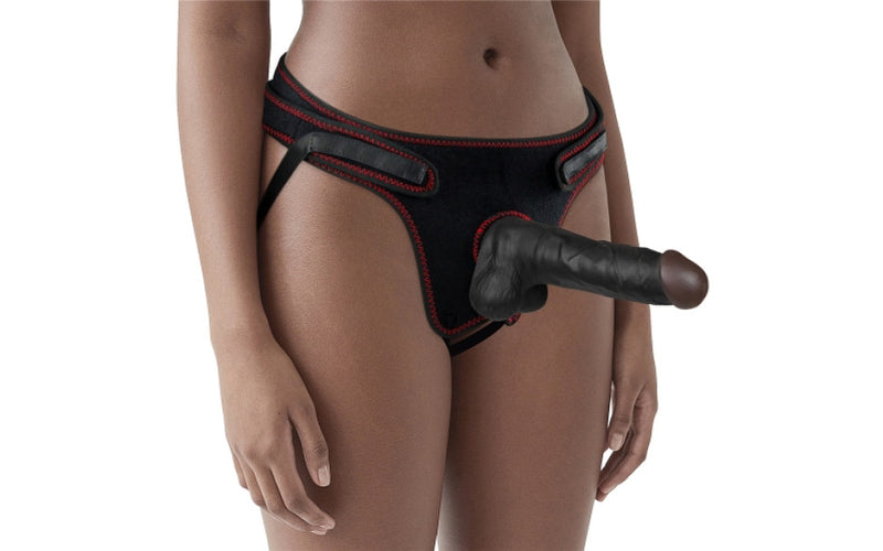 Lovetoy Easy Strap On Dildo Set Black 7.5 Inch