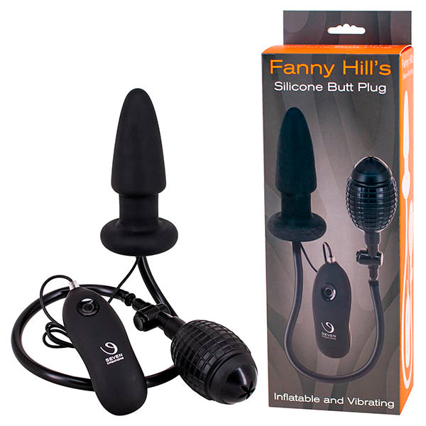 Seven Creations Fanny Hills Silicone Inflatable & Vibrating Butt Plug Black Seven Creations Main image