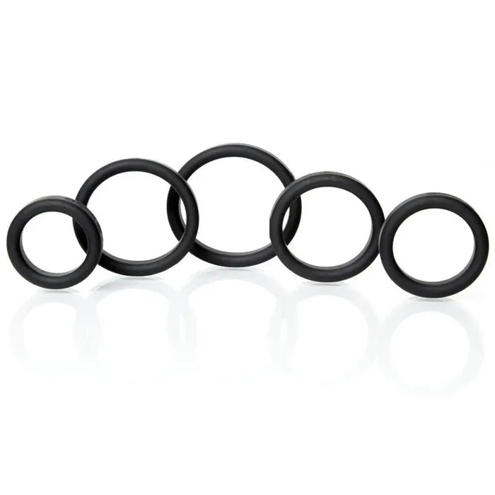 C1 Releasing Boneyard Silicone Cock Rings Set Of 5 Sizes Black C1 Releasing