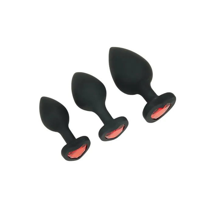 WhipSmart Heartbreaker Silicone Crystal Heart Anal Training Set Butt Plugs With Heart Gem Bases Set Of 3 Sizes WhipSmart