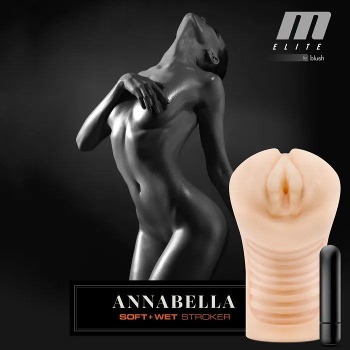 Blush Novelties M Elite Soft & Wet Annabella Vibrating Vagina Stroker Flesh Blush Novelties