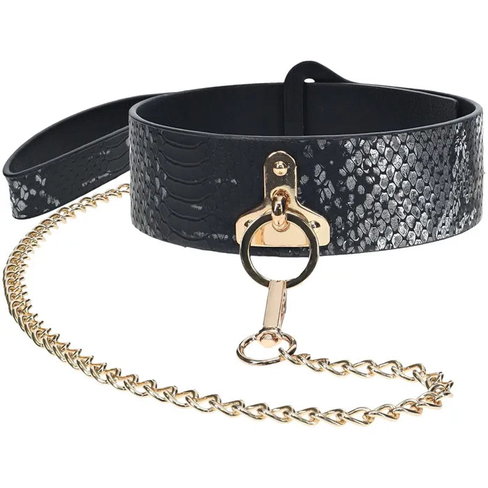 OUCH! Florence Collection Collar with Leash Restraint Black Secondary image