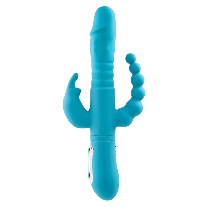 Adam & Eve THRUSTING TRIPLE JOY RABBIT USB Rechargeable Rabbit Vibrator With Anal Probe 25.4cm Adam & Eve