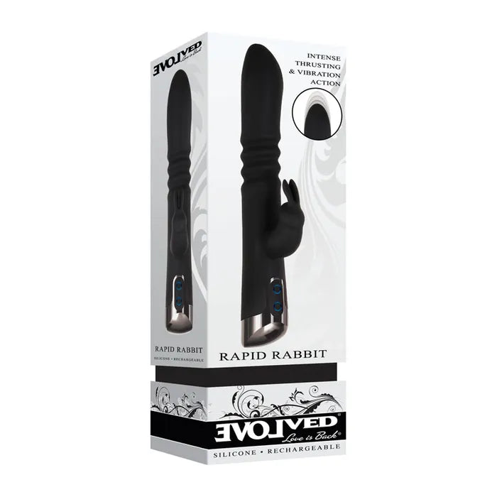 Evolved Rapid Rabbit USB Rechargeable Thrusting Rabbit Vibrator 25.4cm Evolved