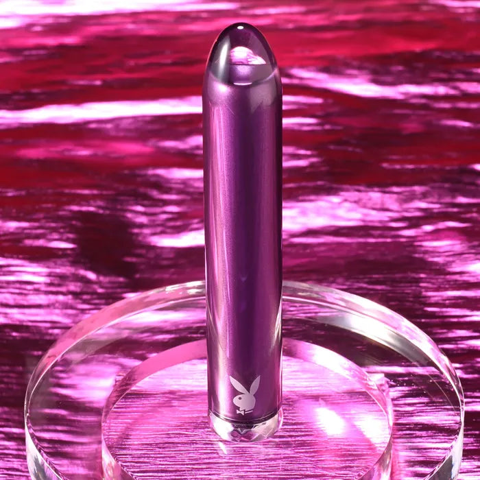 Playboy Pleasure AMETHYST USB Rechargeable Glass Tipped Mini Vibrator Purple Playboy Pleasure