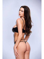 Baci 2pc Sexy Quarter Cup Bra & G-String Set - Black-S/M BX Baci