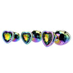 Adam & Eve RAINBOW HEART GEM ANAL TRAINING SET Multicoloured Metal Anal Plugs With Gem Bases Set Of 3 Sizes Adam & Eve