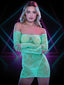Lapdance Glow In The Dark Mini Dress with Off the Shoulder Sleeves Lapdance Lingerie