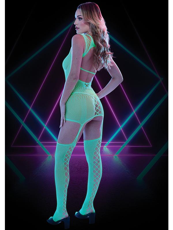Lapdance Glow In The Dark Fishnet Keyhole Bodystocking Lapdance Lingerie