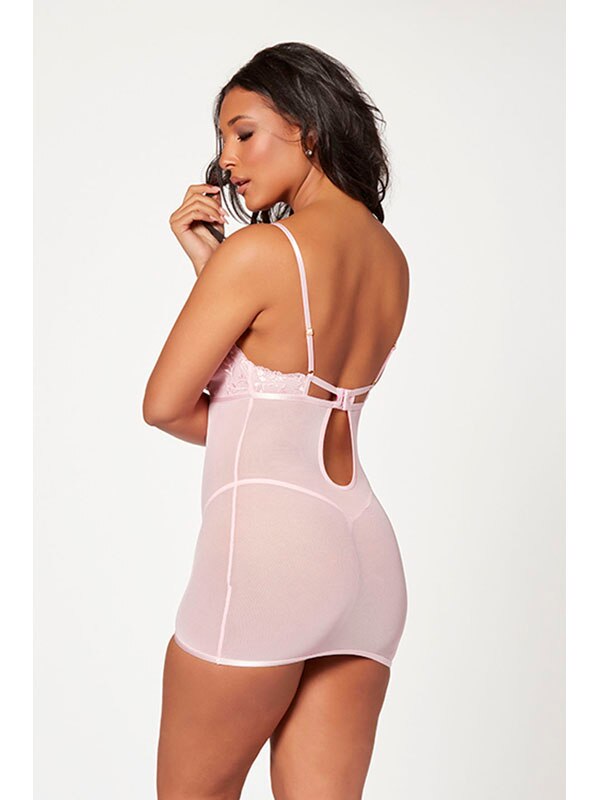 2 Pc Slim Fit Chemise And Thong Panty Set 11553 PINK M (H) Seven Til Midnight