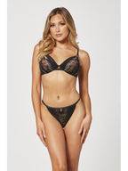 Two Piece Mesh and Rhinestone Bra And Panty Set 11561 BLACK S (H) Seven Til Midnight