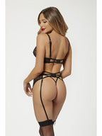 Three Piece Bra Garter And Panty Set 11569 BLACK S (H) Seven Til Midnight