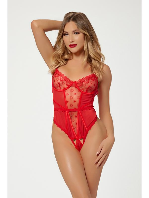 Heart Mesh Teddy 11583XP RED OSX (P) Seven Til Midnight