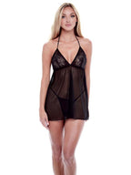 Eco Lace And Mesh Chemise Black S/M Baci