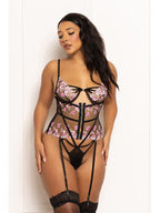 Multicolored Embroidered Floral Galloon Lace Teddy With Underwire STM-11649-BLACK-S (H) Seven Til Midnight