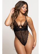 Floral Lace Teddy STM-11825P-Black-O/S (P) Seven Til Midnight