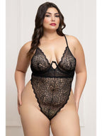 Floral Lace Teddy STM-11825XP-Black-OSX (P) Seven Til Midnight
