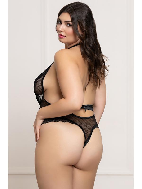 Fence Mesh and Lace Teddy STM-11826XP-Black-OSX (P)