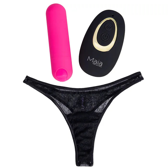Maia DATE NIGHT PANTY VIBE Panty With Pink USB Rechargeable Bullet Vibrator & Remote Maia Toys