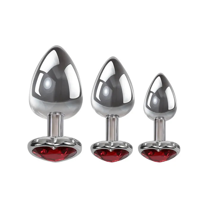 Adam & Eve Three Hearts Gem Anal Plug Set Butt Plugs With Gem Bases Set Of 3 Sizes Secondary image
